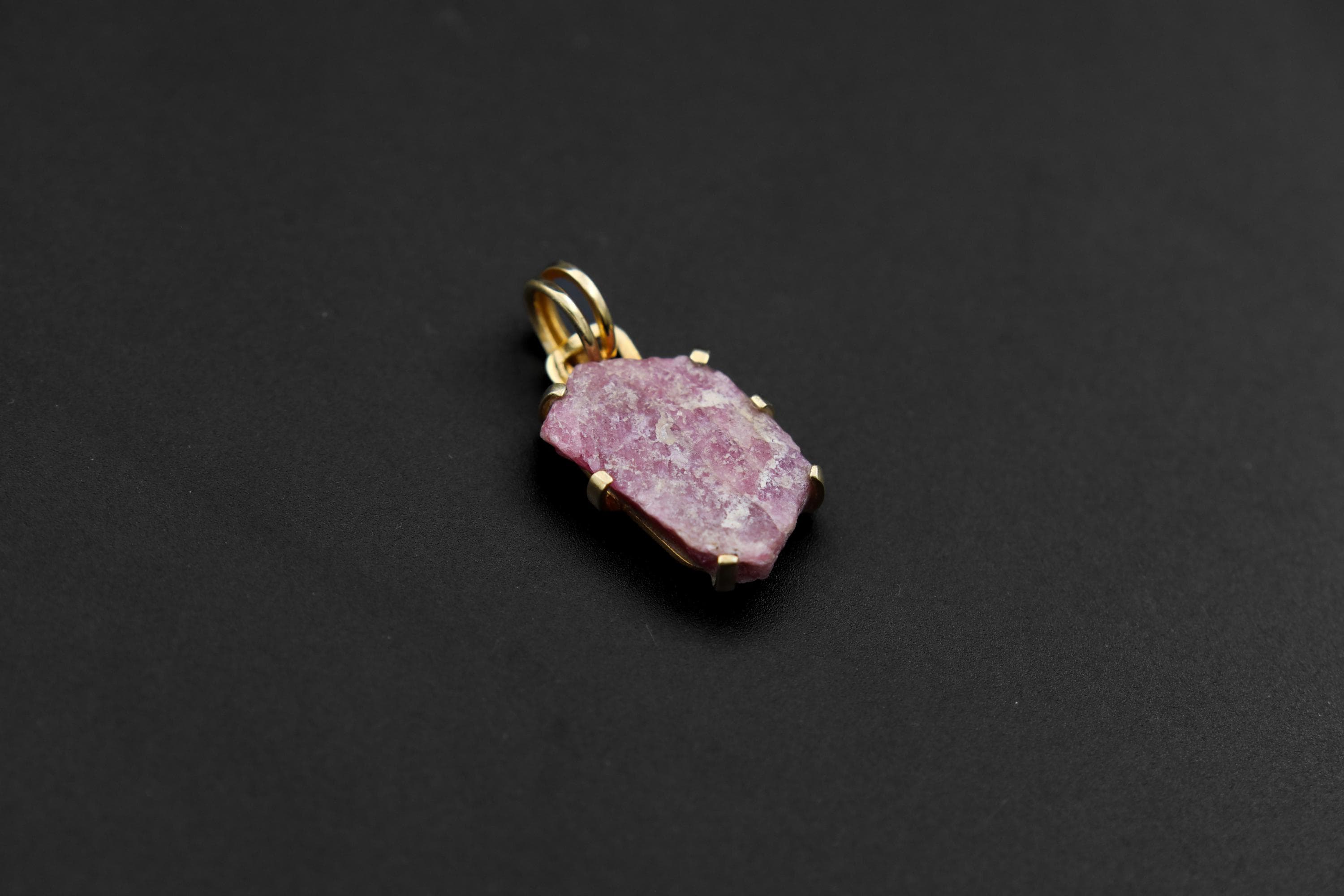 Natural Indian Ruby with Record Keepers, 18k Gold-Plated Sterling Silver, Raw Ruby & Mica Inclusion, Crystal Necklace, Unique Gift