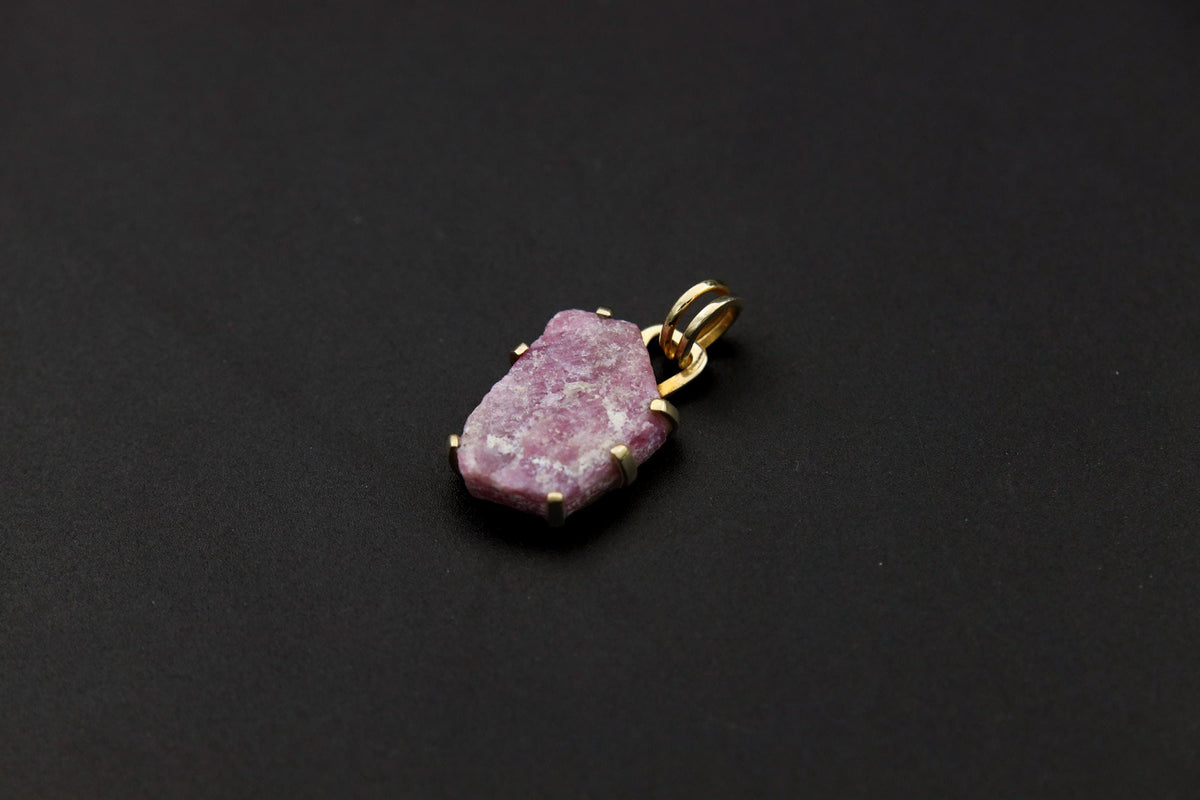 Natural Indian Ruby with Record Keepers, 18k Gold-Plated Sterling Silver, Raw Ruby & Mica Inclusion, Crystal Necklace, Unique Gift