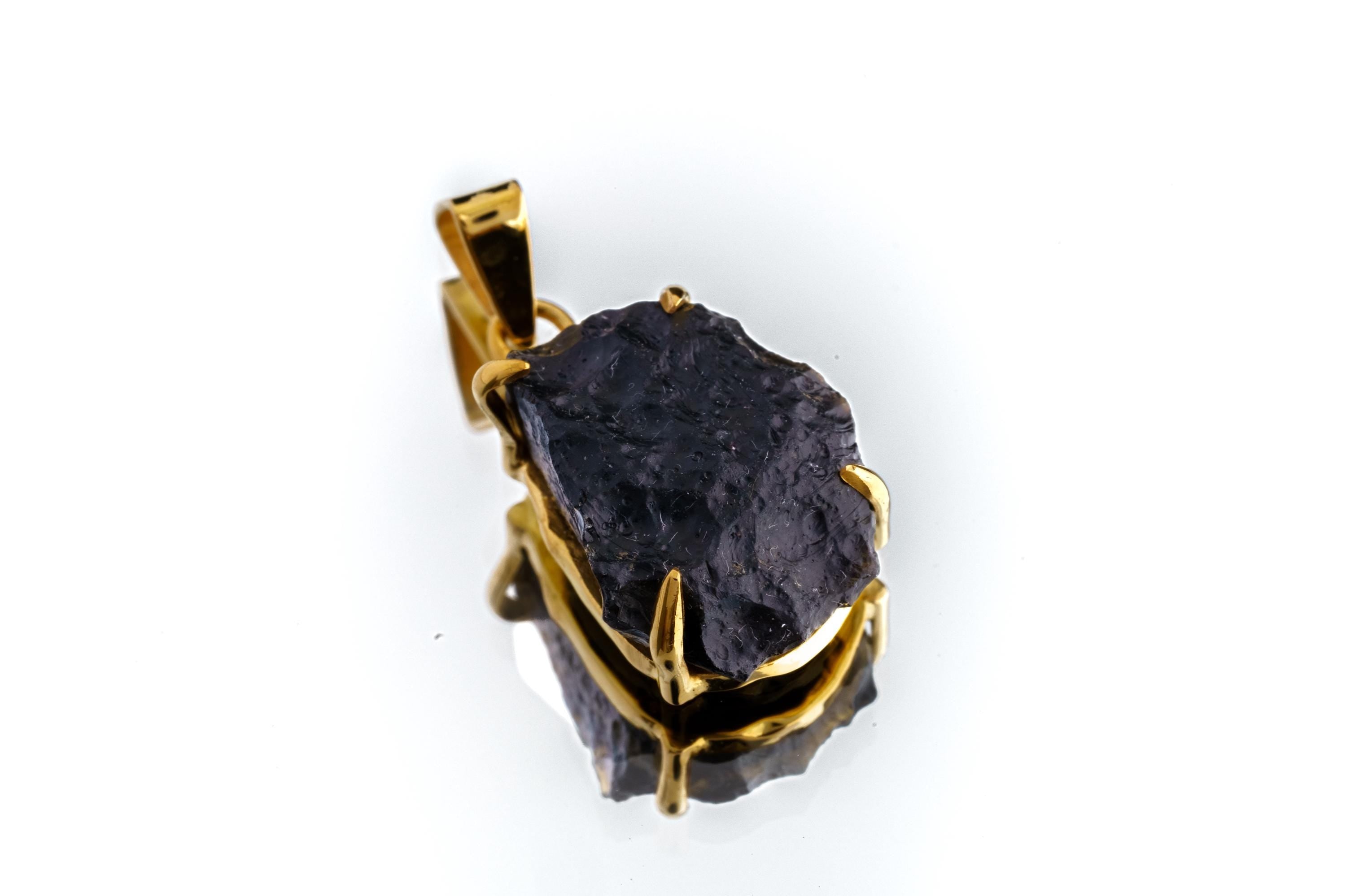 Tare Darwin Glass, Tektite, 2 Microns Gold-Plated Sterling Silver, Crown Chakra, High Vibration Spiritual Pendant, Unique Gift