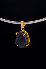 Tare Darwin Glass, Tektite, 2 Microns Gold-Plated Sterling Silver, Crown Chakra, High Vibration Spiritual Pendant, Unique Gift