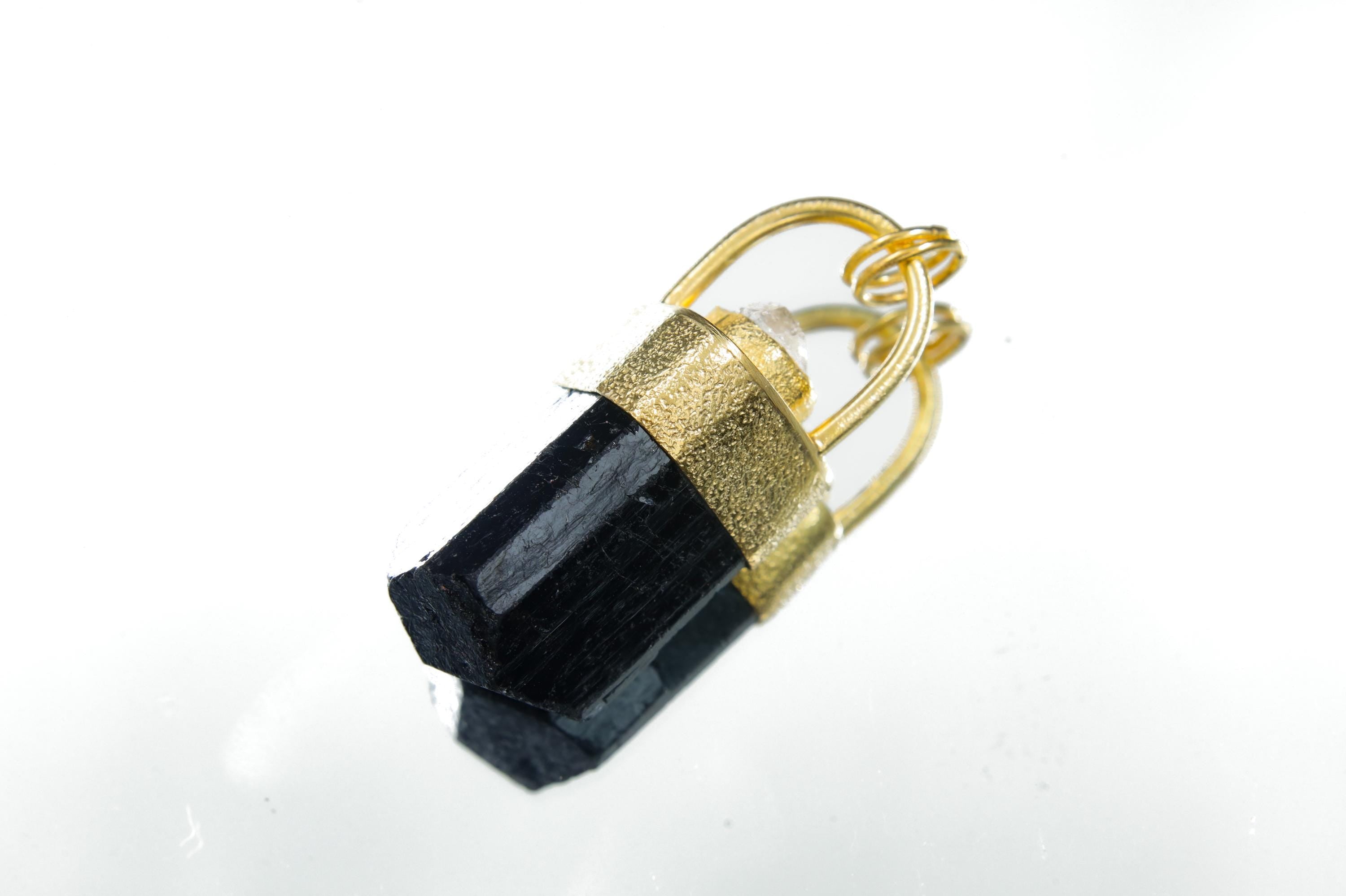 Grounding Brown Dravite Tourmaline & Diamond Necklace, Root Chakra, Textured Sterling Silver, 18K Gold-Plated, Unique Gift - NO/01