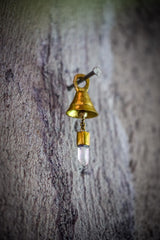 Mini Crystal-Adorned Prayer Bell, Bronze & 18k Gold-Plated, Clear Quartz Charm, Spiritual Décor, Chistmas Tree Ornament, Enchanting Accent,