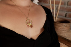 Australian Lithium Quartz & Moonstone Pendant, 18K Gold-Plated Sterling Silver, Birthstone, Libra and Cancer Zodiac, Unique Gift