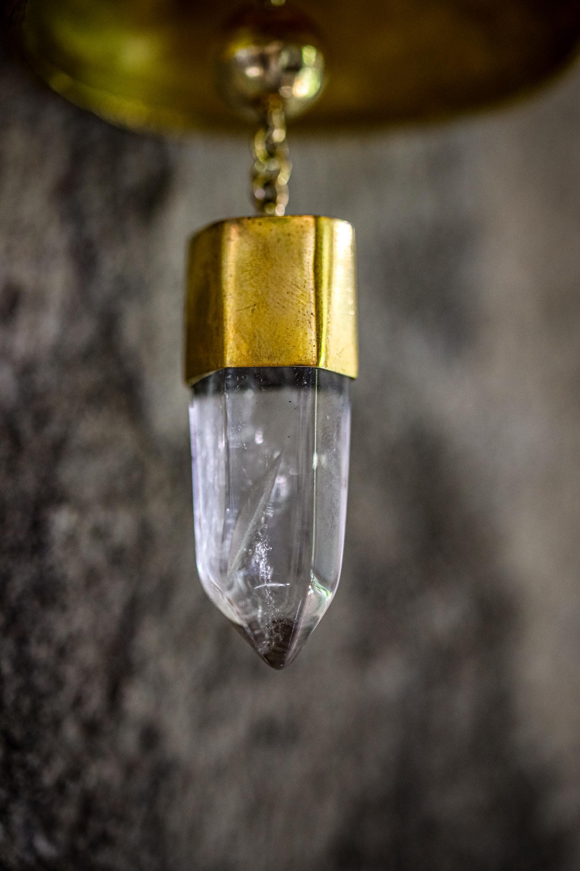 Crystal-Accented Hindu Prayer Bell, Bronze with 18k Gold Plating, Clear Quartz Amplifier, Spiritual Décor, Meditation Bell, Christmas tree