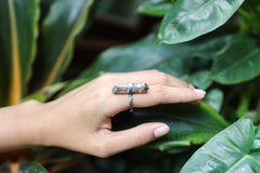 Torrington Ring: Textured & Oxidised Sterling Silver with Raw Australian Smoky Citrine, Size 9 1/4, Root Chakra, Grounding Energy - NO/04