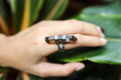 Torrington Textured & Oxidized Sterling Silver Ring with Natural Australian Smoky Citrine Quartz, Size 8 3/4, sagittarius Zodiac- NO/02