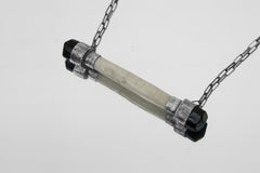 Black terminated himalayan Tourmaline dravite & Antique carved antler Pendant, , link chain