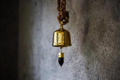 Crystal-accented Large Smoky Quartz Point, Hindu Prayer Bell, Bronze with 18k Gold Plating, Meditation & Spiritual, Christmas Decor