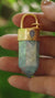 Australian Opal & Aqua Aura Twin Quartz Pendant, 18K Gold-Plated Textured Sterling Silver, Crown Chakra, Pisces, Birthstone Gift - NO/03