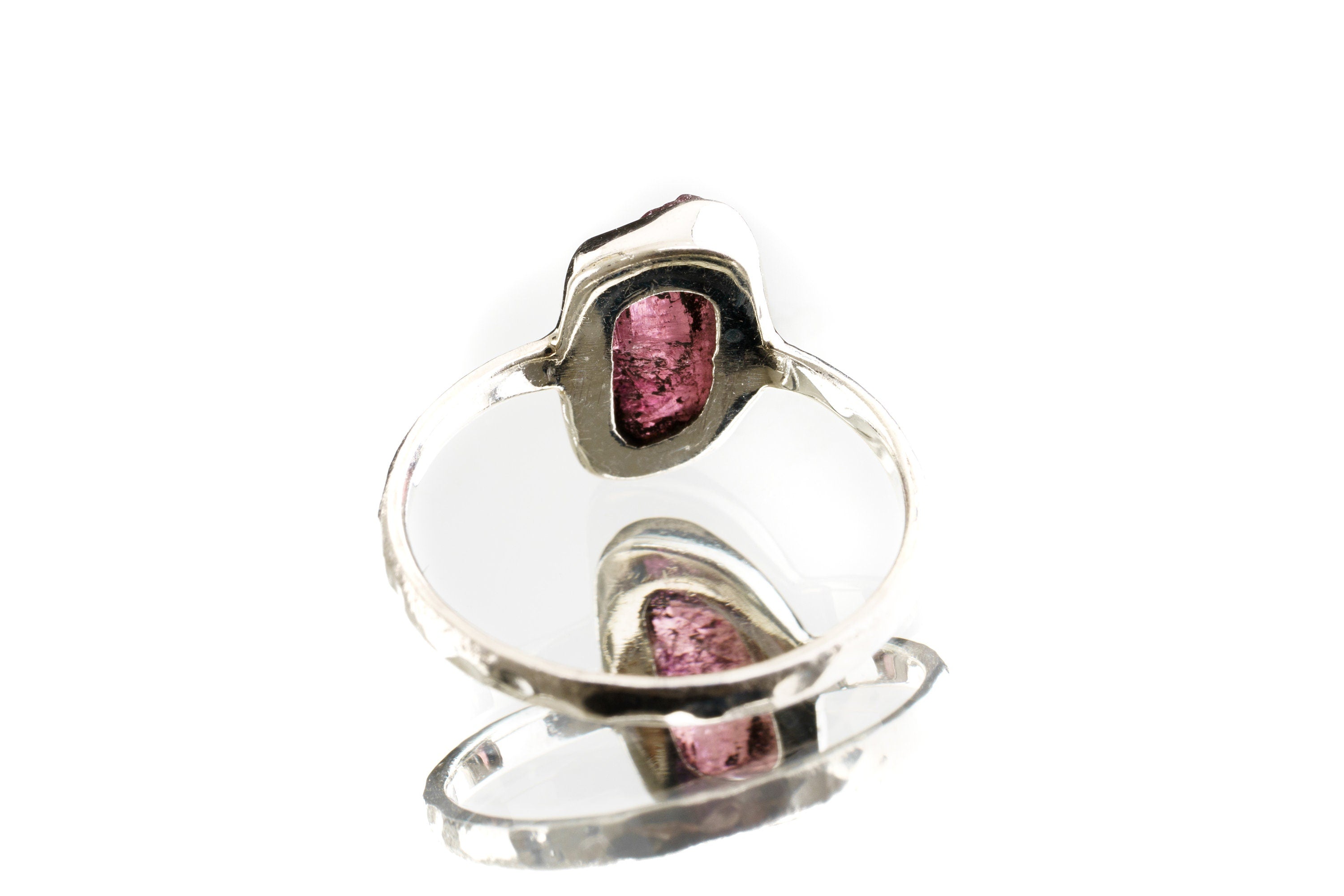 Vivid Elegance - Rubellite Tourmaline - Size 4 3/4 US - Fine Sterling Silver Crystal Ring