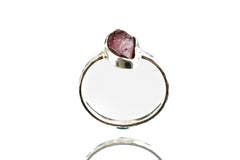 Vivid Elegance - Rubellite Tourmaline - Size 4 3/4 US - Fine Sterling Silver Crystal Ring